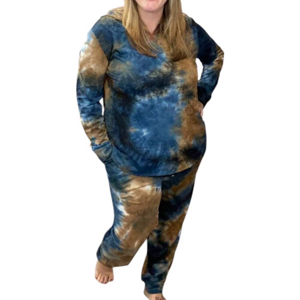 NEW HONEYME tie-dye lounge set in blue/taupe